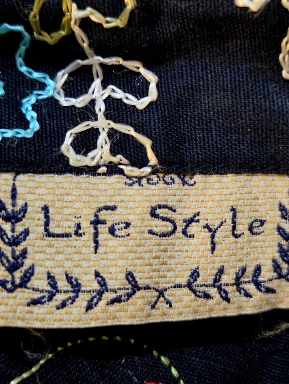 Life Style Vintage Black Linen Buttondown Shirt All-over Embroidery, Size Large - Picture 9 of 10